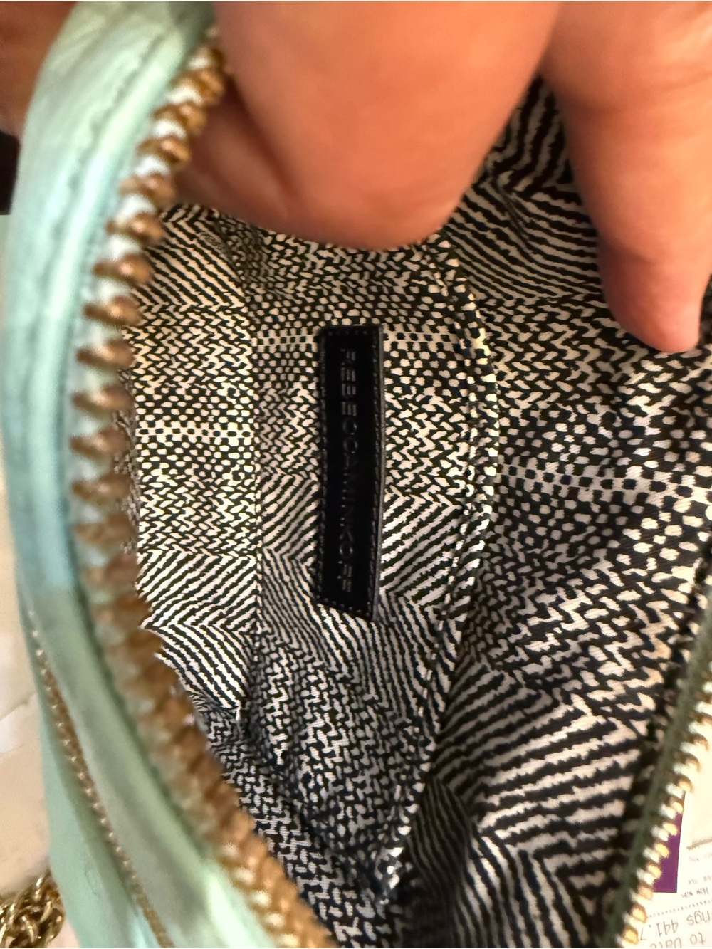 Rebecca Minkoff Mint Leather Crossbody with Gold Hardware